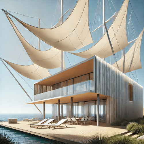 Décoration extérieur avec des voiles de bateau